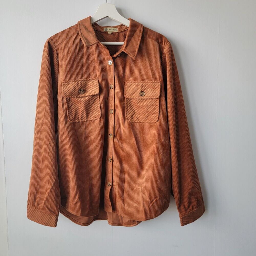 Democracy‎ Women's Corduroy Shirt Jacket In Tan size M